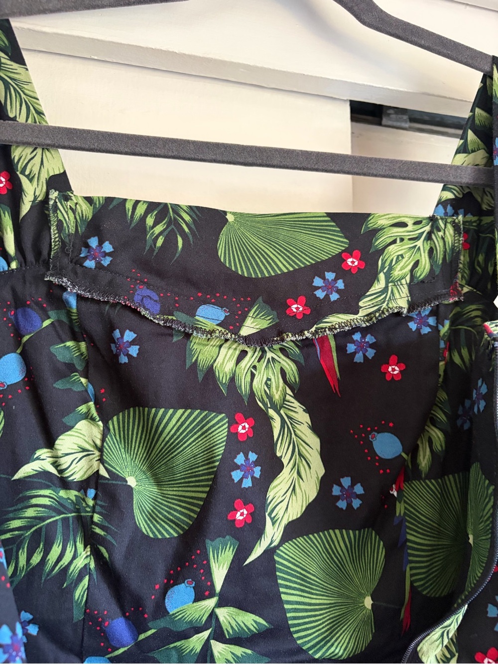 Collectif Black Dress Tropical Print Parrots UK 10 US Small Matching tote & belt - Picture 14 of 16